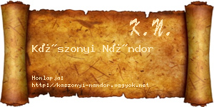 Kászonyi Nándor névjegykártya